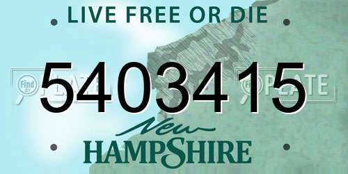 5403415 New Hampshire License Plate