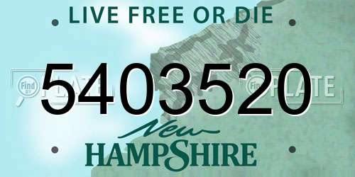 5403520 New Hampshire License Plate