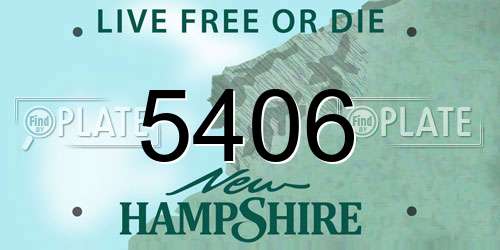 5406 New Hampshire License Plate