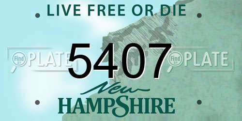 5407 New Hampshire License Plate