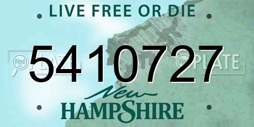 5410727 New Hampshire License Plate