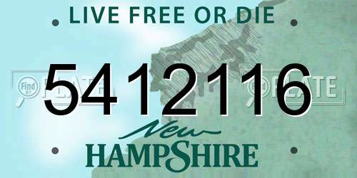 5412116 New Hampshire License Plate