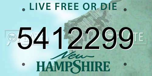5412299 New Hampshire License Plate
