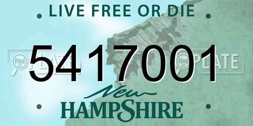 5417001 New Hampshire License Plate