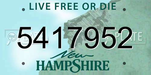 5417952 New Hampshire License Plate