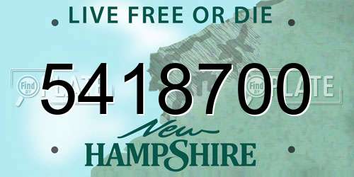 5418700 New Hampshire License Plate
