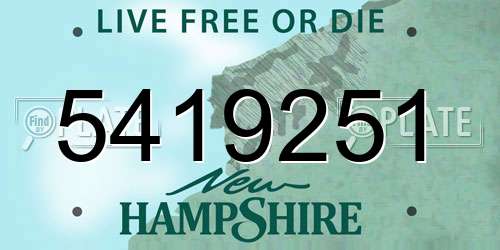 5419251 New Hampshire License Plate