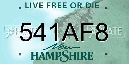 541AF8 New Hampshire License Plate