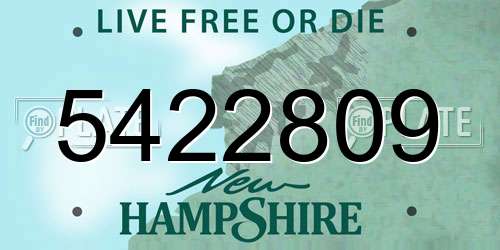 5422809 New Hampshire License Plate