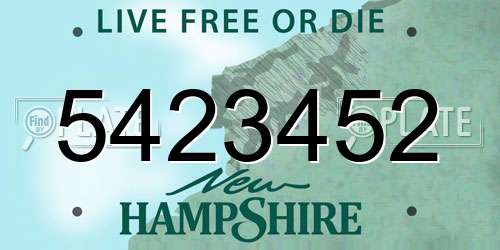 5423452 New Hampshire License Plate