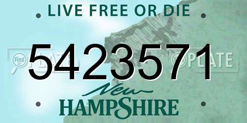 5423571 New Hampshire License Plate