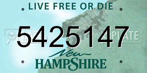 5425147 New Hampshire License Plate