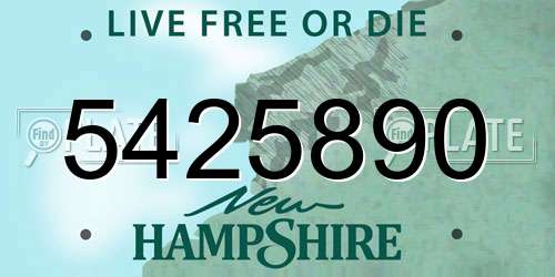 5425890 New Hampshire License Plate