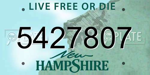 5427807 New Hampshire License Plate