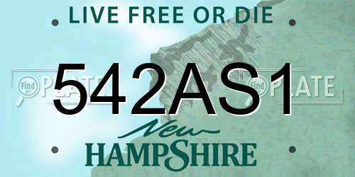 542AS1 New Hampshire License Plate