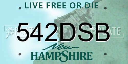 542DSB New Hampshire License Plate