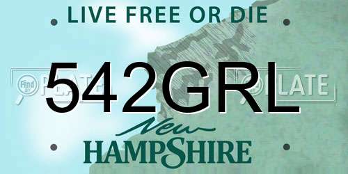 542GRL New Hampshire License Plate