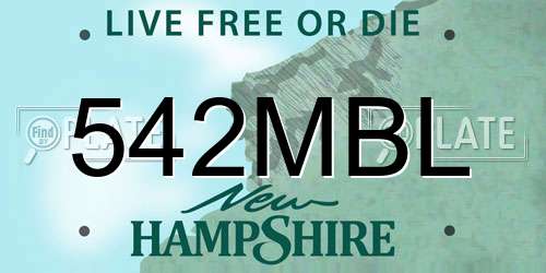 542MBL New Hampshire License Plate