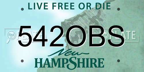 542OBS New Hampshire License Plate