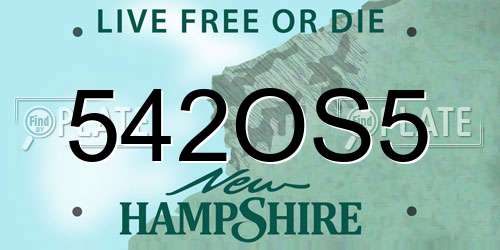 542OS5 New Hampshire License Plate