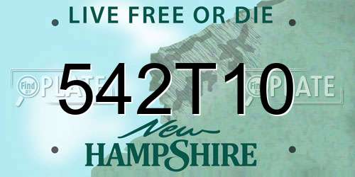542T10 New Hampshire License Plate
