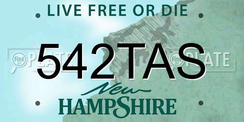 542TAS New Hampshire License Plate