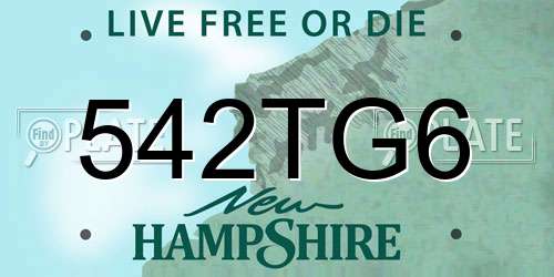 542TG6 New Hampshire License Plate