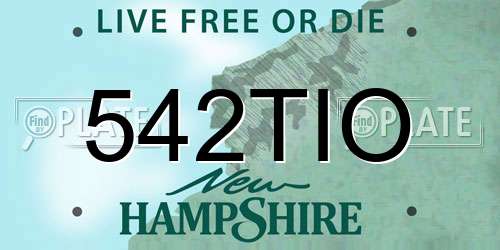 542TIO New Hampshire License Plate