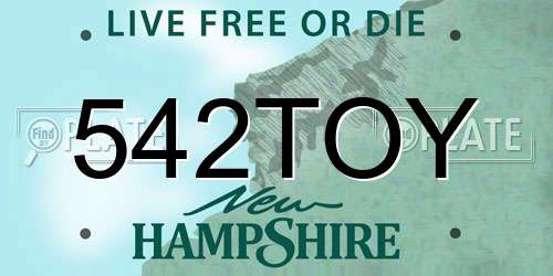 542TOY New Hampshire License Plate