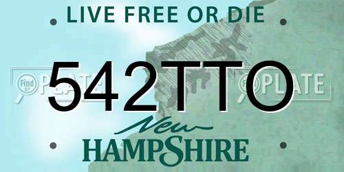 542TTO New Hampshire License Plate