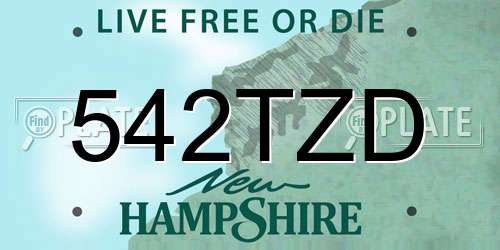 542TZD New Hampshire License Plate