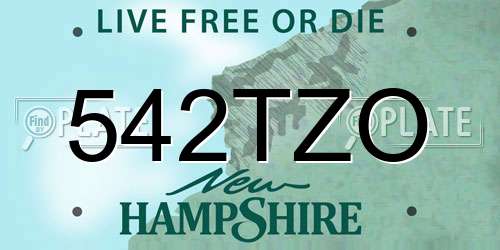 542TZO New Hampshire License Plate