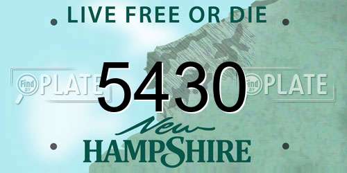 5430 New Hampshire License Plate