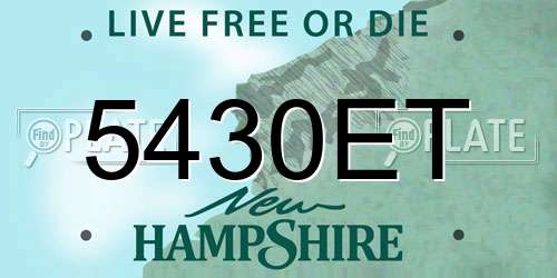 5430ET New Hampshire License Plate