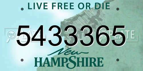 5433365 New Hampshire License Plate