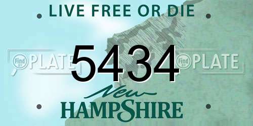 5434 New Hampshire License Plate