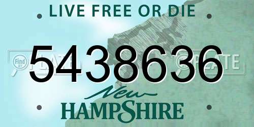 5438636 New Hampshire License Plate