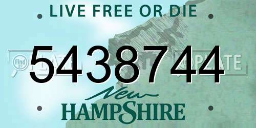 5438744 New Hampshire License Plate