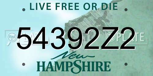 54392Z2 New Hampshire License Plate