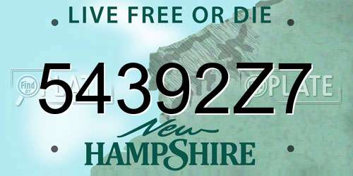 54392Z7 New Hampshire License Plate