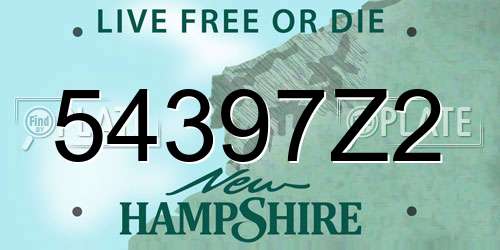 54397Z2 New Hampshire License Plate