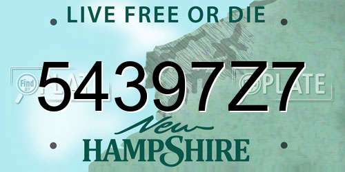 54397Z7 New Hampshire License Plate