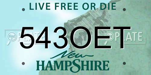 543OET New Hampshire License Plate