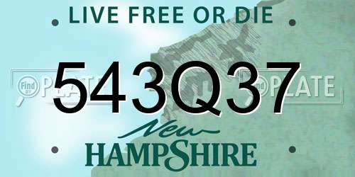 543Q37 New Hampshire License Plate