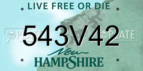 543V42 New Hampshire License Plate