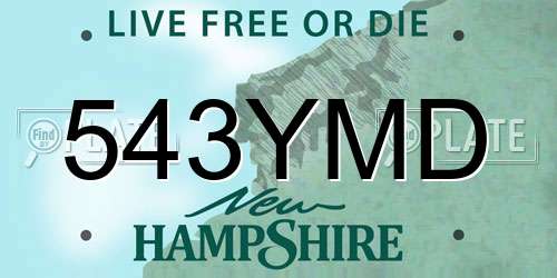543YMD New Hampshire License Plate