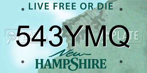 543YMQ New Hampshire License Plate