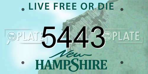 5443 New Hampshire License Plate
