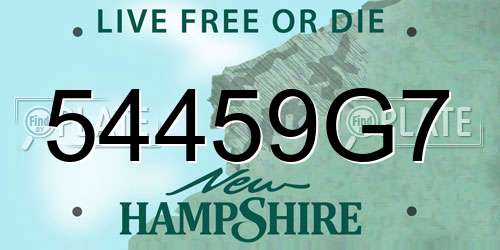 54459G7 New Hampshire License Plate