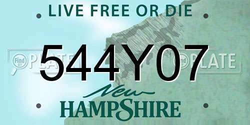 544Y07 New Hampshire License Plate